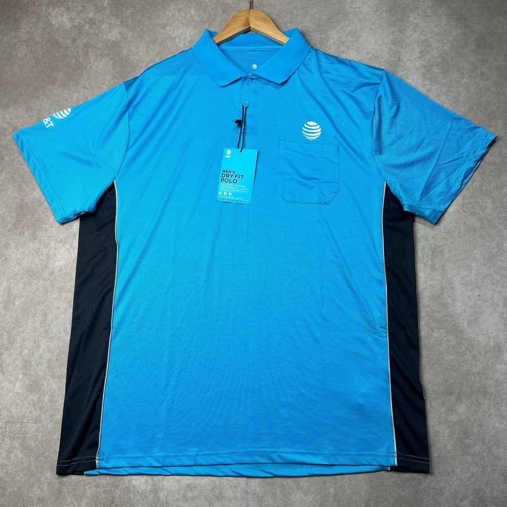 NEW Image Authority AT&T Polo Shirt Mens 3XL Blue Navy Colorblock Workwear